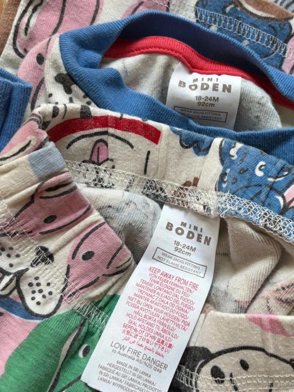 MINI BODEN KID BABY DOG  LONG SLEEVE PJ PAJAMA SET 18 24 MONTHS
